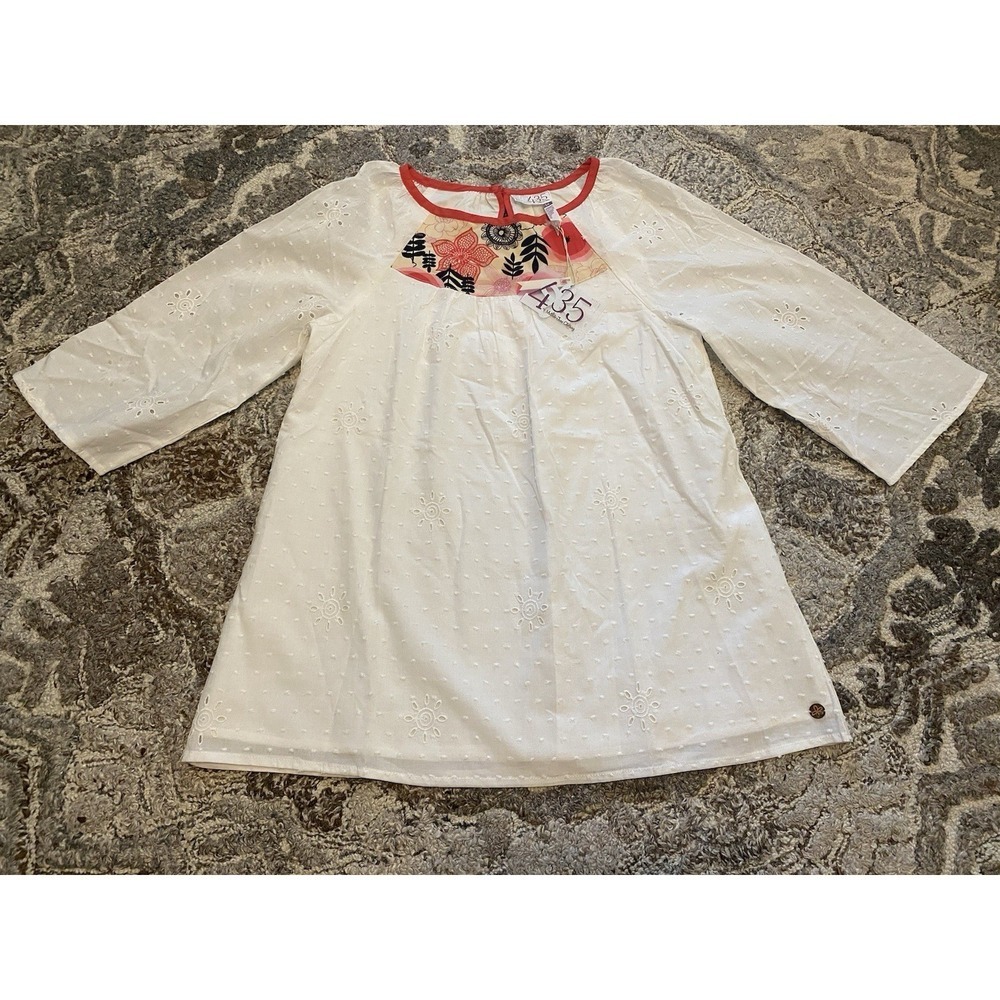 MATILDA JANE NEW $48 3/4 Sleeve Snow Angel Tunic Top Girls 14 White Christmas